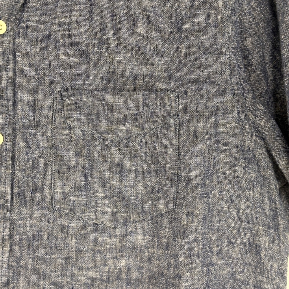 Gap Linen Cotton Blend Short Sleeve Shirt Mens Large Blue Slim Fit | Coastal - Picture 3 of 7